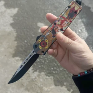 Custom Otf Knife – Colorful Art Handle And Nezha Coated Blade